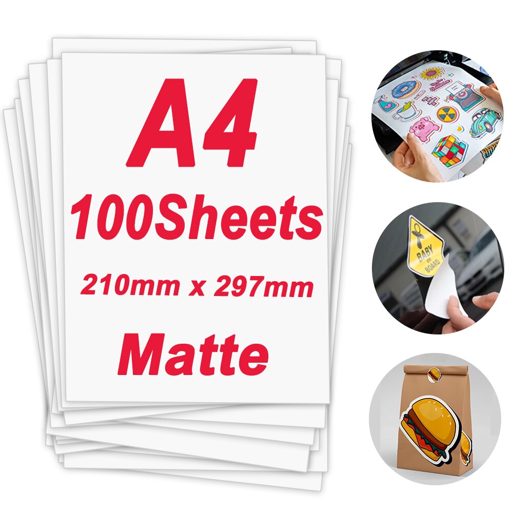 10/30/50/100Sheets A4 Glossy Printable Vinyl Sticker Paper Waterproof 210*297mm Self-Adhesive Label Sticker for Inkjet Printer