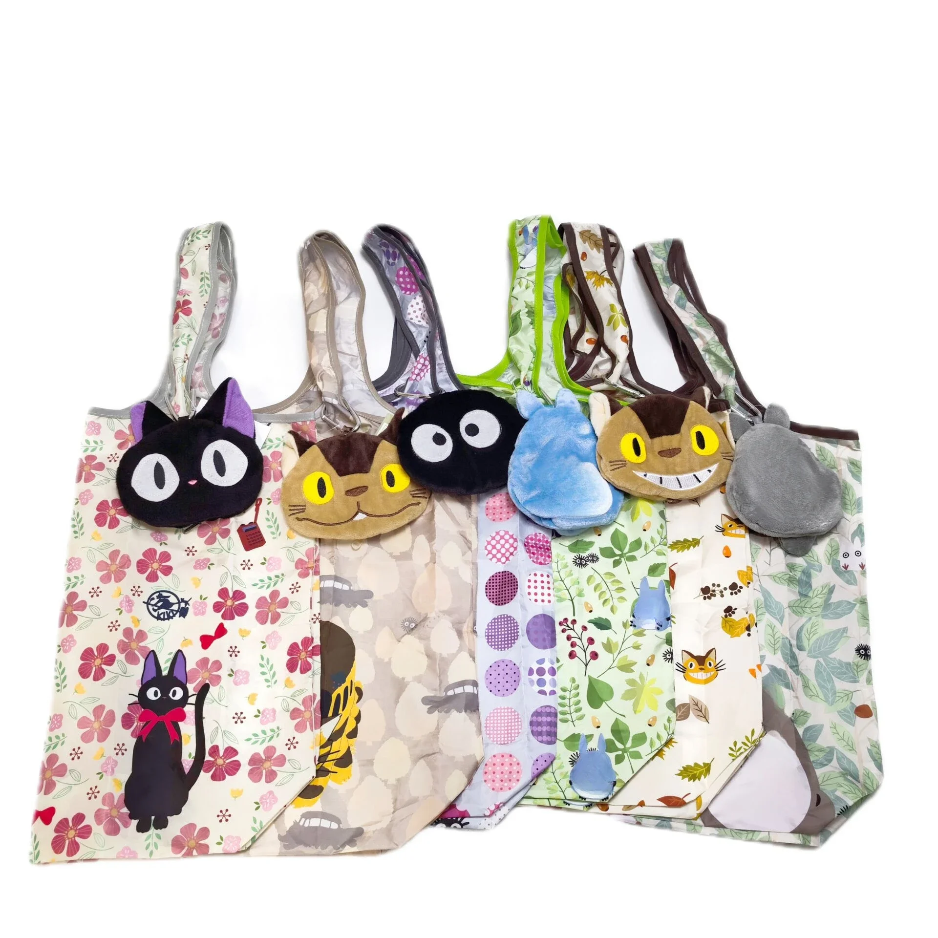 Karikatur faltbare Einkaufstaschen dicke Nylon große Tragetasche wiederverwendbare Polyester tragbare Schulter Damen Handtaschen Falttasche