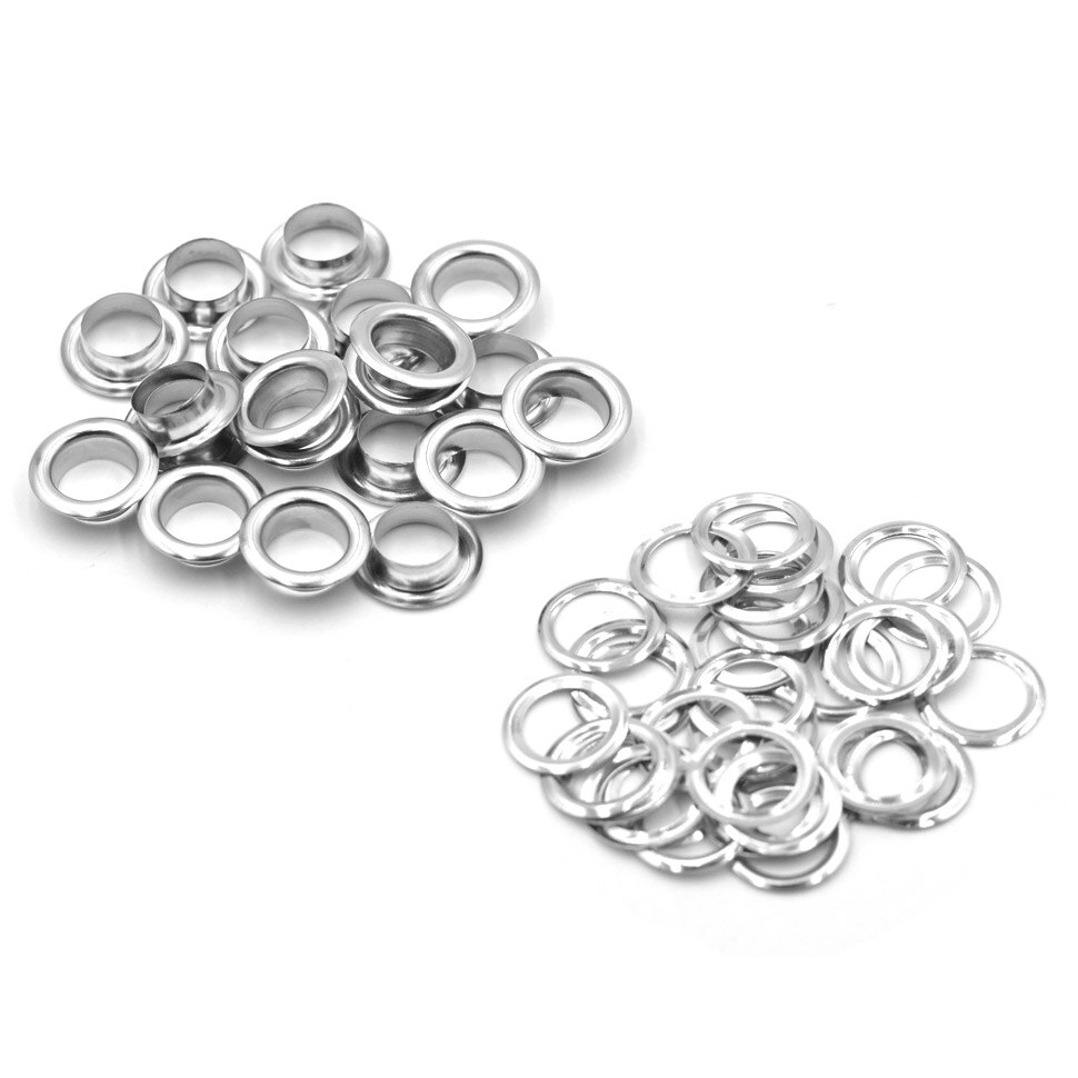 Kalaso 100 sett 8mm gjennomføringshull i leie messingmateriale med skivepass skinn håndverkssko beltehette bag gjør-det-selv-tilbehør: Sølv