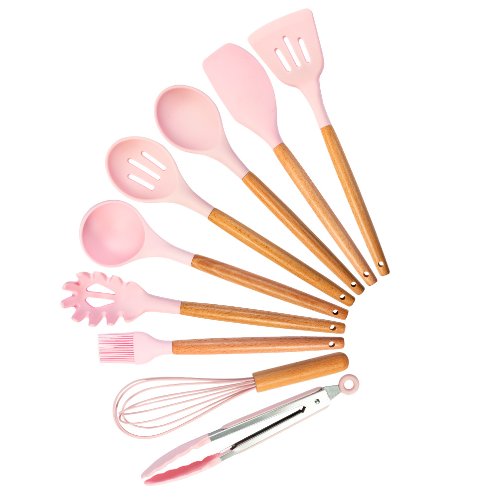 Cooking Tools Set Premium Silicone Kitchen Cooking Utensils Set With Storage Box Turner Tongs Spatula Spoon Turner 8 or 11pcs: L