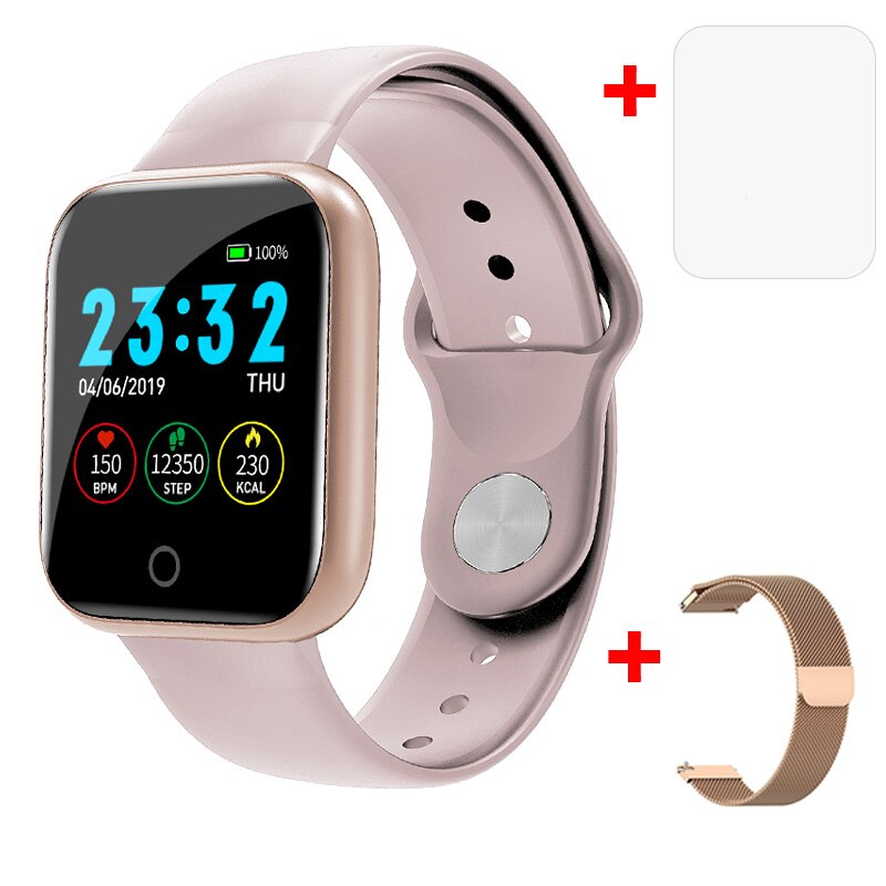 Lemdioe Vrouwen Slimme Horloge Mannen Gezondheid Monitor Call Bericht Herinnering Fitness Tracker Weer Display Voor Apple Horloge Smartwatch: gold  pink metal