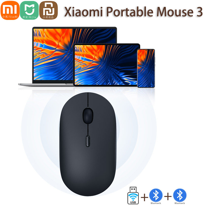 100% Originele Xiaomi Mouse Draagbare Optische Draadloze Bluetooth Muis 4.0 Rf 2.4Ghz Dual Mode Sluit Voor Laptop Pc