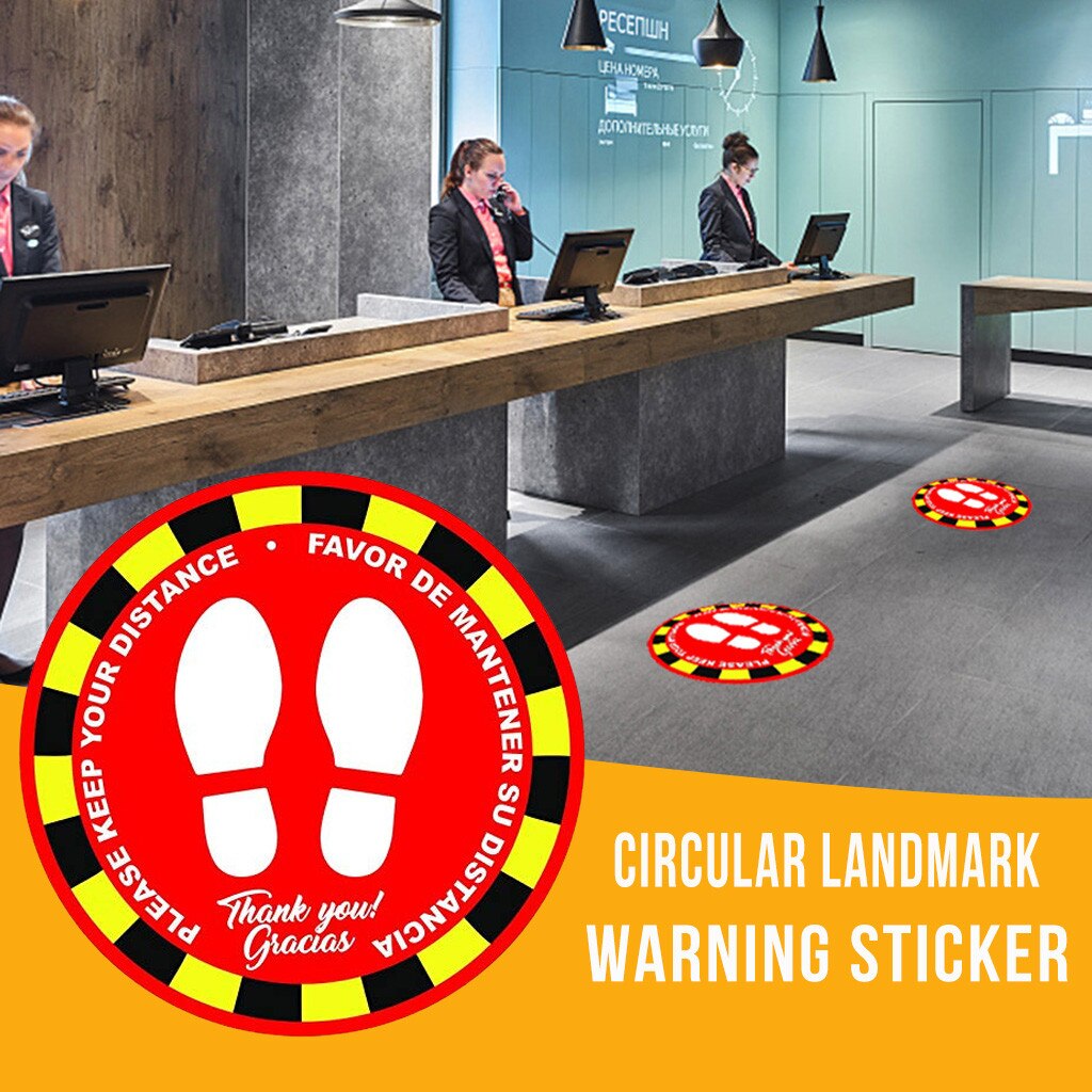 10PCS Ground Sign Isolated Label Sticker Please Keep Wait Here Stand Here Keep 6ft in Between Distance Marker Floor Sticker