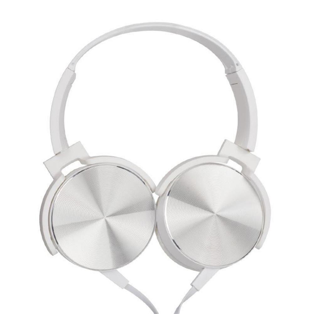 Laptop PC Computer Desktop Headphone 3.5mm Audio Headphones with Mic Portable Fold-Flat Stereo Bass Gaming Headsets Earphone: White