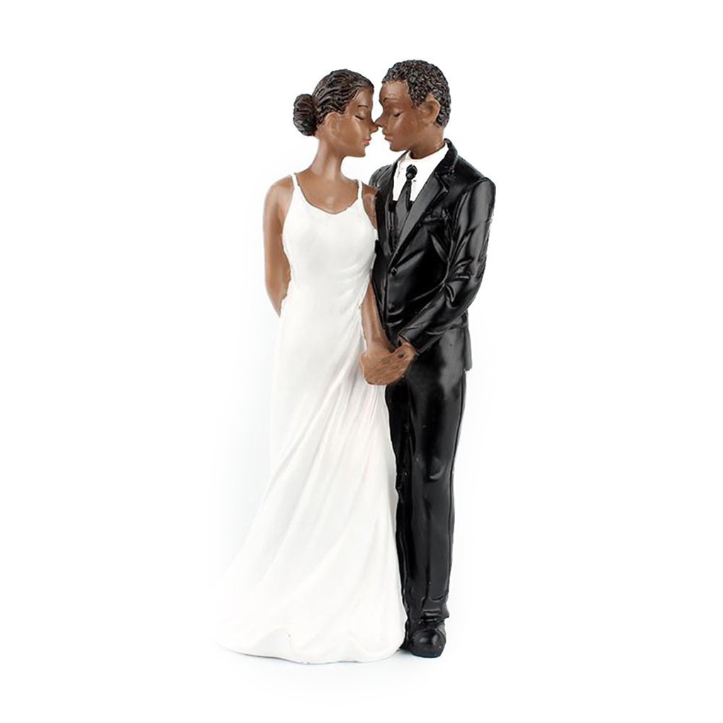 Reusable Romantic Black Groom Bride Marry Resin Figurine Wedding Cake Topper Wedding Decoration Baking Decor Tools