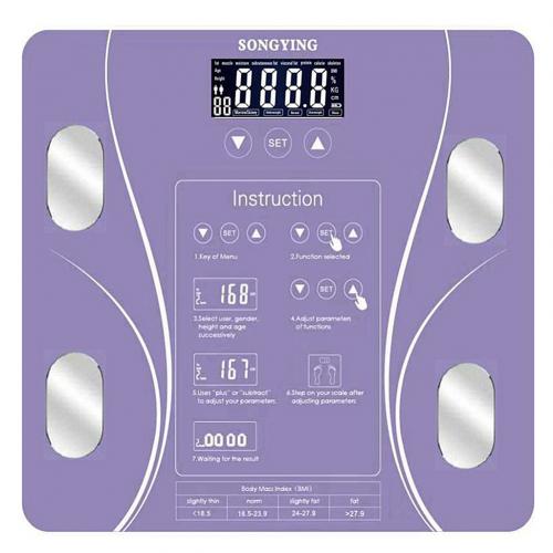 Fat Scale In English Simplified And Traditional Scales Intelligent Body Fat Scale Body Scale Weight Scale Health Scale: Purple 