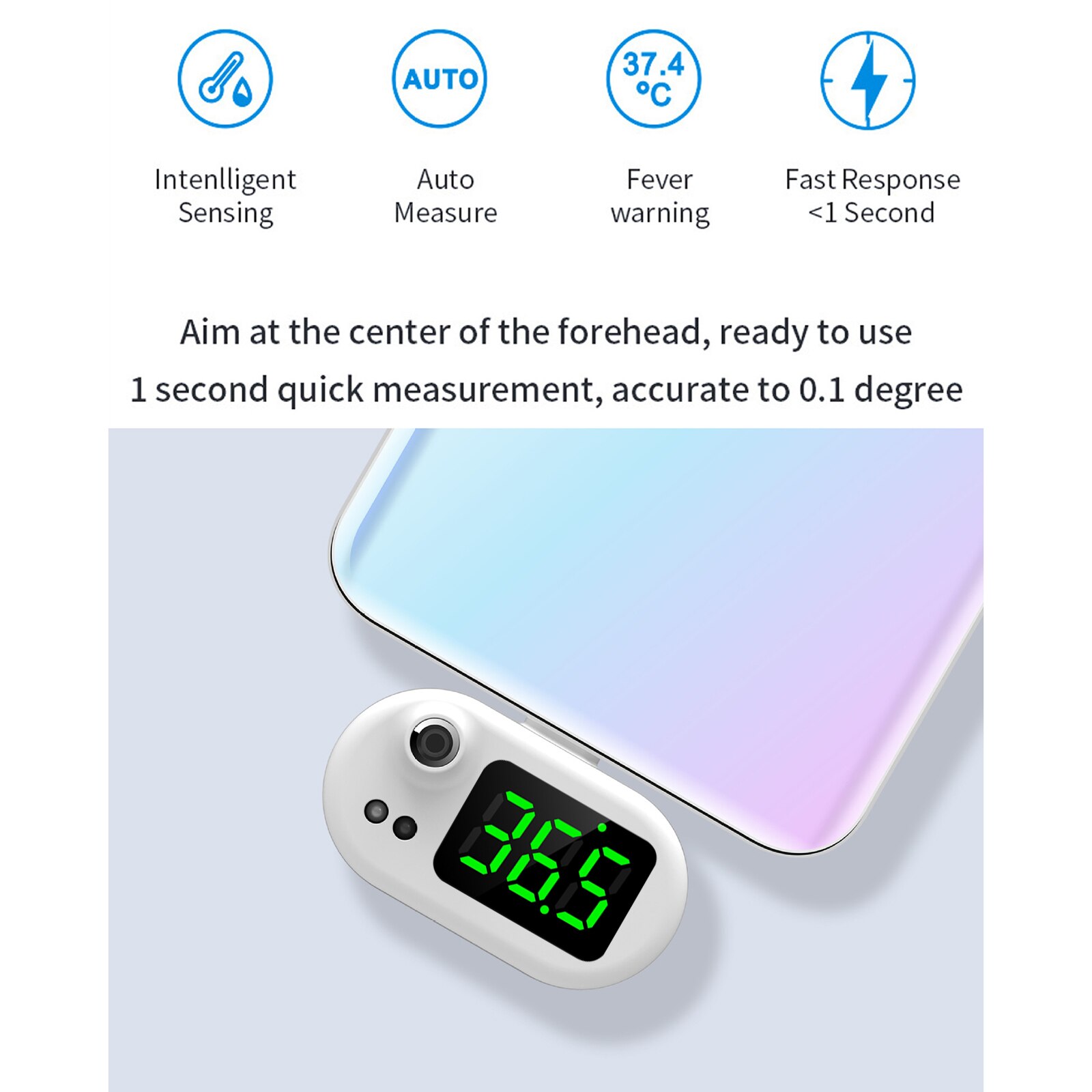 Smart Mobile Phone Thermometer Non Contact Digital Temperature Sensor for Adults & Kid Portable Mini Thermometer Used with Phone