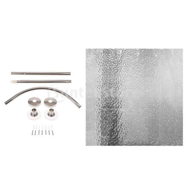 17inch Brushed Shower Curtain Rail Corner Rail Rod With 180x180cm Curtain