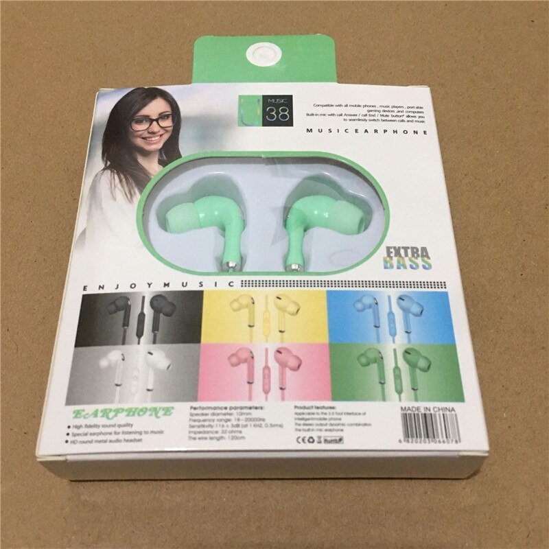 1 Pc 3.5Mm Plug In Ear Universele Headsets Macaron Kleur Oortelefoon Fit Voor Vivo Oppo Etc Mobiele Telefoon: green