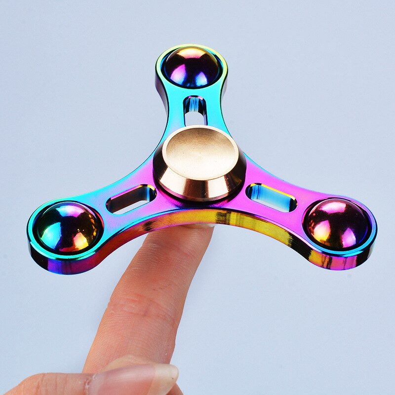 Multicolor Fidget Spinner Metal Alloy Smooth Hand Spinner Adult Office Anxiety Relief Stress Flower Gyro Tri Spinner Toy For Kid: V