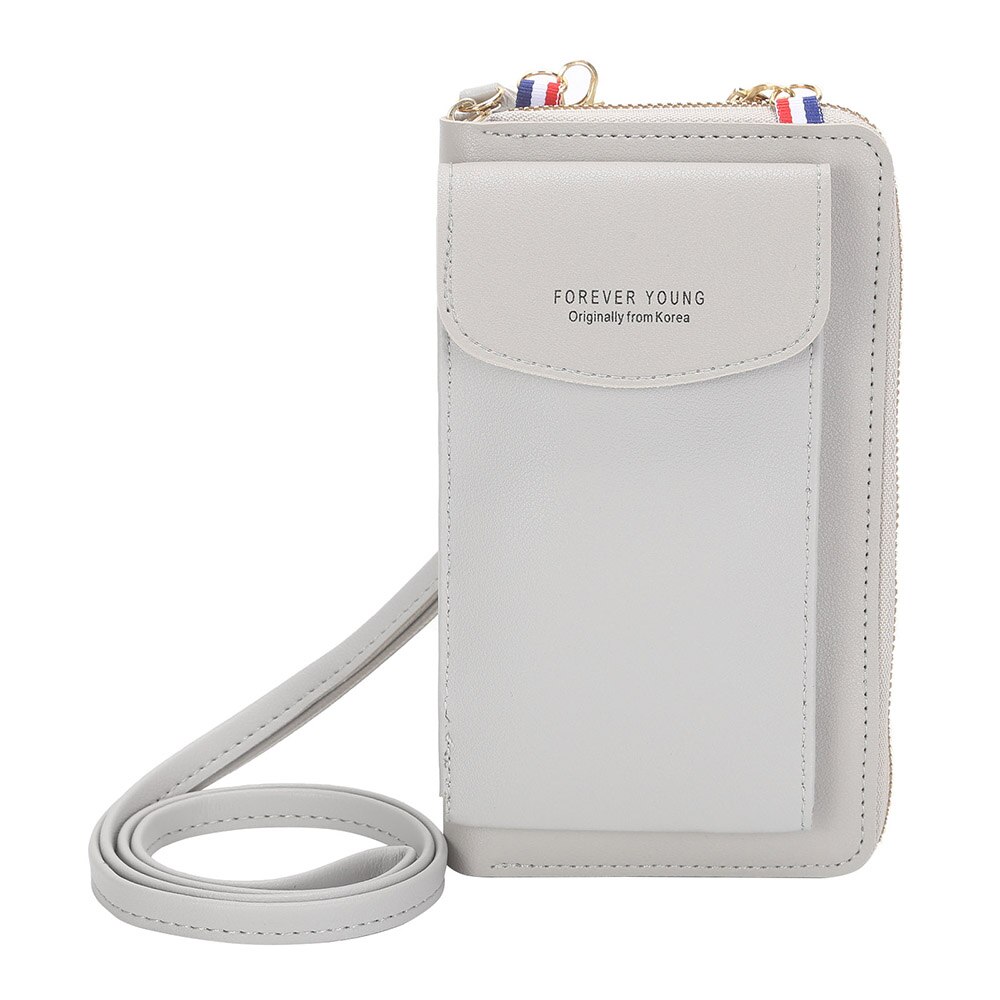 Vrouwen Portemonnee Beroemde Mobiele Telefoon Tassen Grote Kaarthouders Handtas Purse Clutch Messenger Schouder Lange Bandjes: Grijs