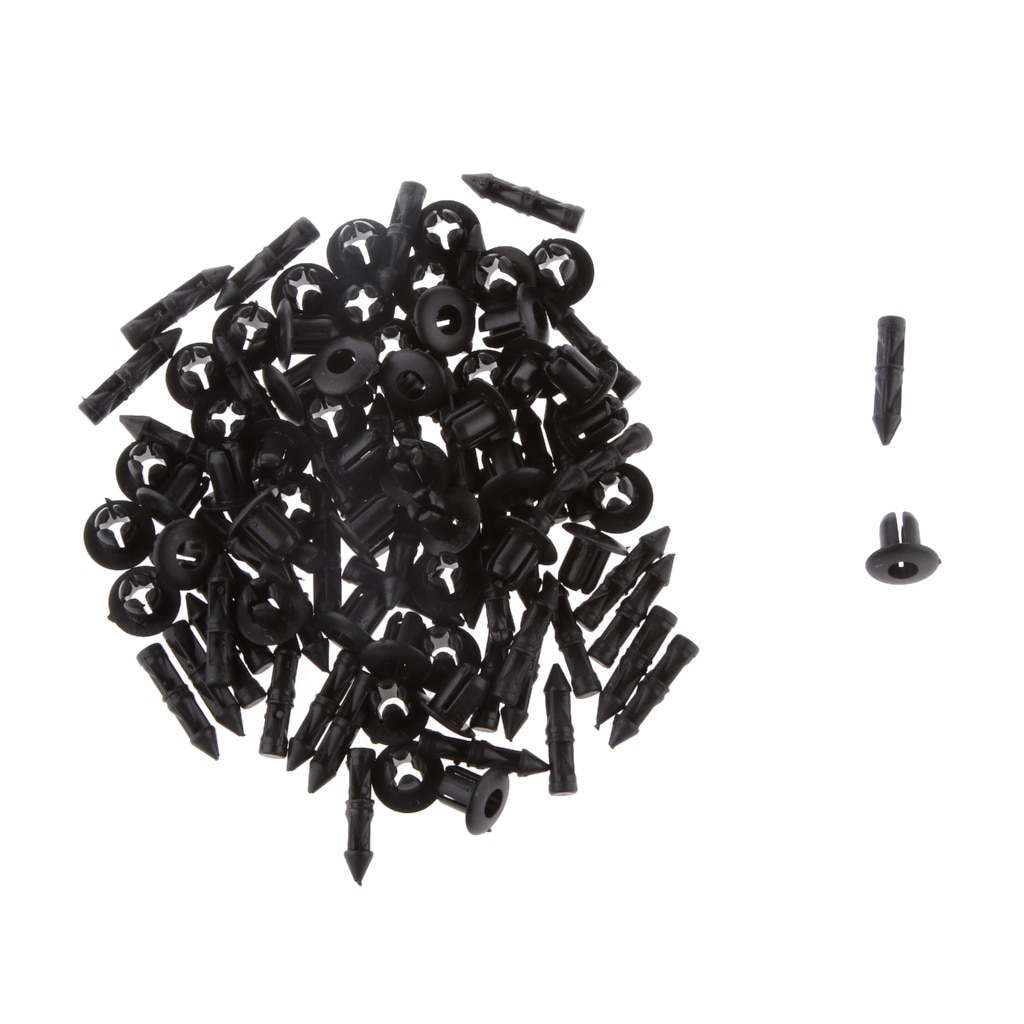 50 st 6mm hål svart plast nitar fäststift clips atv passar för gsxr 1300 1000 750 600