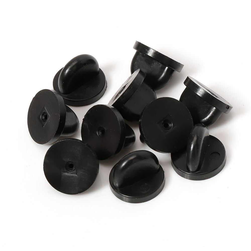 50pcs Rubber Pin Backs Brooch Bukle Button Clasp Clutch Care Cap Nail Tie Back Stoppers Squeeze Badge Holder Jewelry Accessories: Black