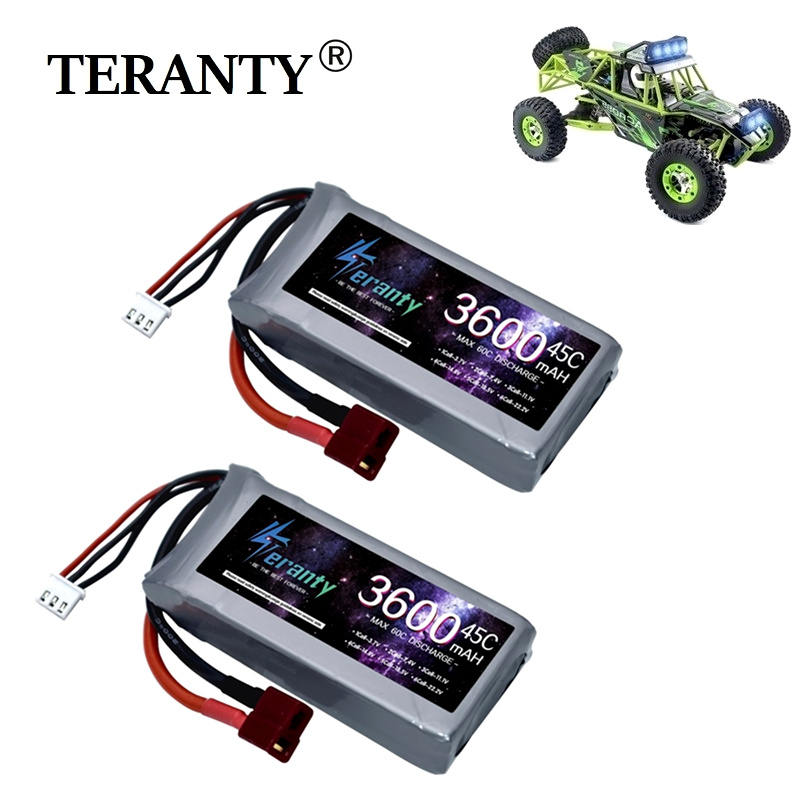 Batteria Lipo per auto RC ad ALTA POTENZA 7.4V 3600mAh Max 60C per Wltoys 12428 12423 Parte di aggiornamento per auto RC 2s 7.4v Batteria per feiyue 03 Q39: Rosso