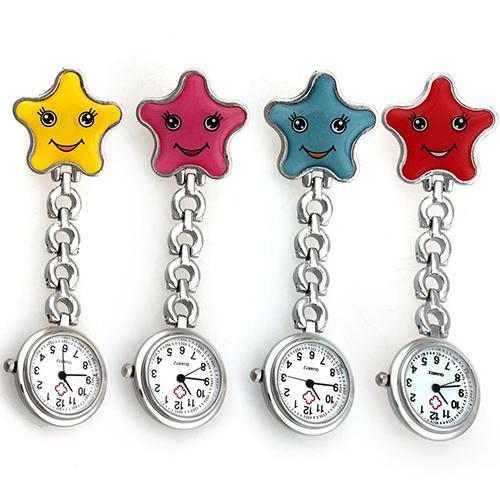 Women's dazzler Face Nurse Brooch Fob Tunic Pocket Watch Star Shape Pocket Watch