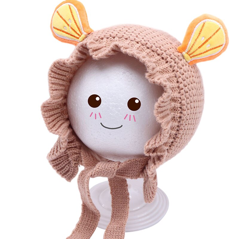 Kids Baby Gebreide Muts Meisjes Leuke Aardbei Baby Katoen Warm Verstelbare Riem Gebreide Fruit Patroon Hoed: Khaki