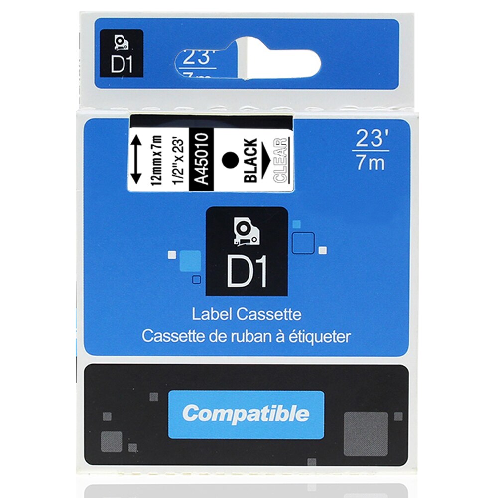 Fimax 3 Pcs 45010 Compatibel Dymo D1 Label Maker 12 Mm Zwart Op Helder Dymo D1 Label Tape Dymo D1 label Maker Printer Label Lint