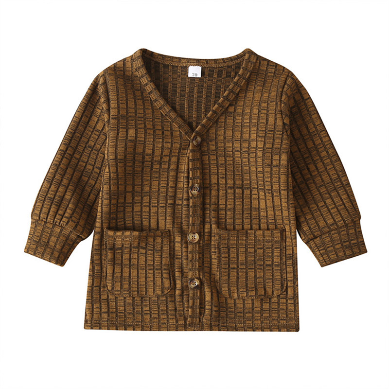 0-3 ans unisexe bébé garçons fille Cardigan hauts printemps automne bébé garçons veste solide filles manteau vêtements d'extérieur enfant en bas âge tricoté Cardigan: Marron / 18M