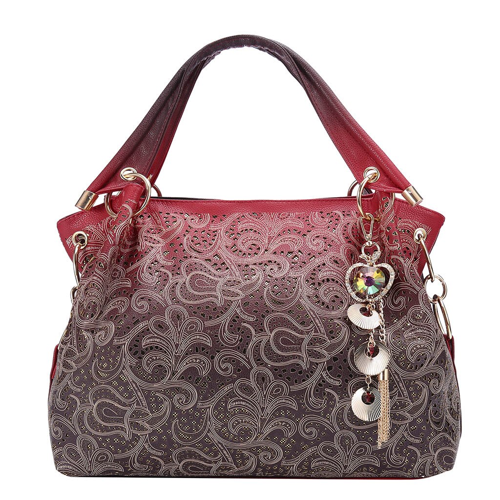 OCARDIAN femmes sac évider ombre sac à main impression florale sacs à bandoulière dames pu cuir sac fourre-tout rouge/gris/bleu May13: Red