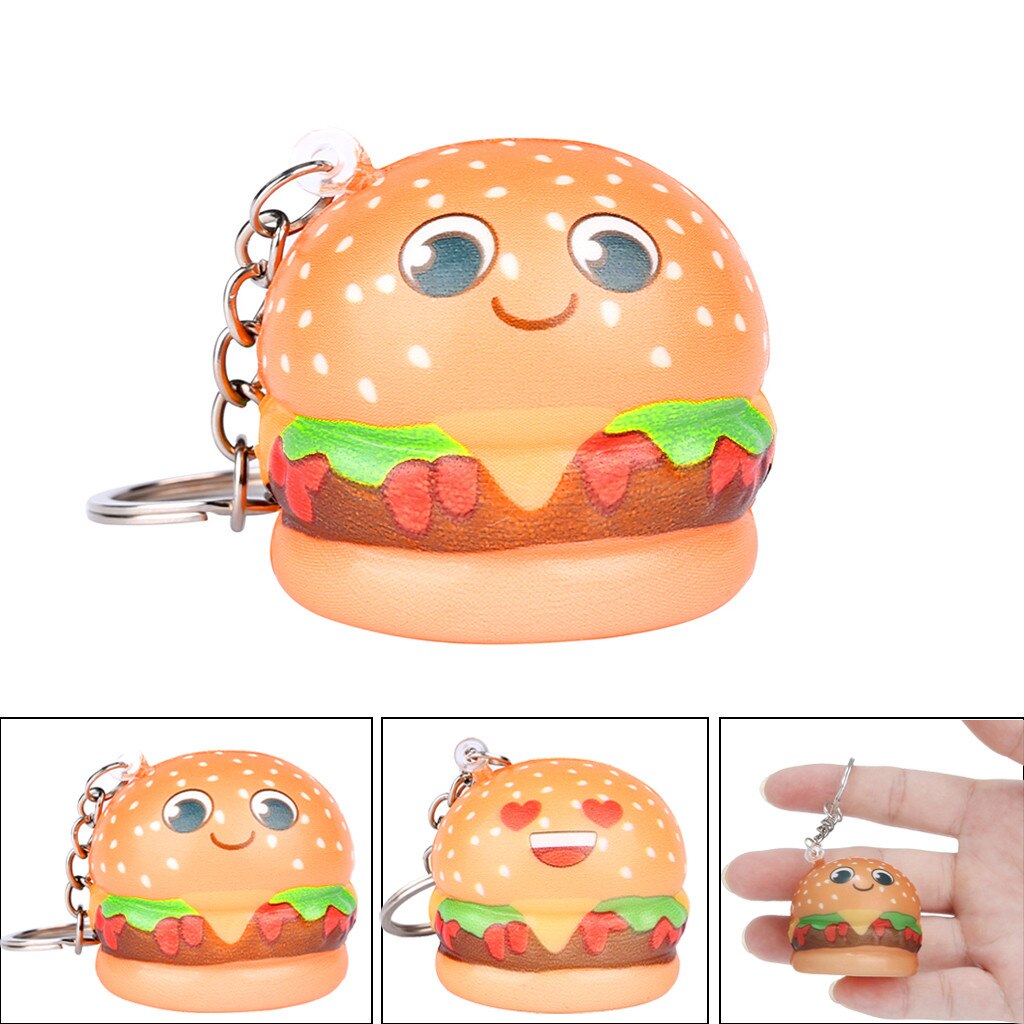 Relax toys squishy Kawaii Cartoon Hamburger Slow Rising Cream Scented Keychain Stress Relief Toys amusing