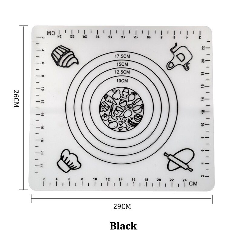 Silicone Baking Mat Thickening Flour Rolling Scale Mat Kneading Dough Pad Baking Pastry Rolling Mat Bakeware Liners: A- Clear - 29 x 26cm