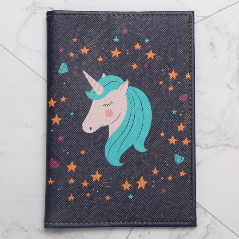 1pc Unicorn PU Leather Travel Passport Cover Cards Case Women Men Travel Credit Card Holder Travel ID&Document Passport Holder: Unicorn05