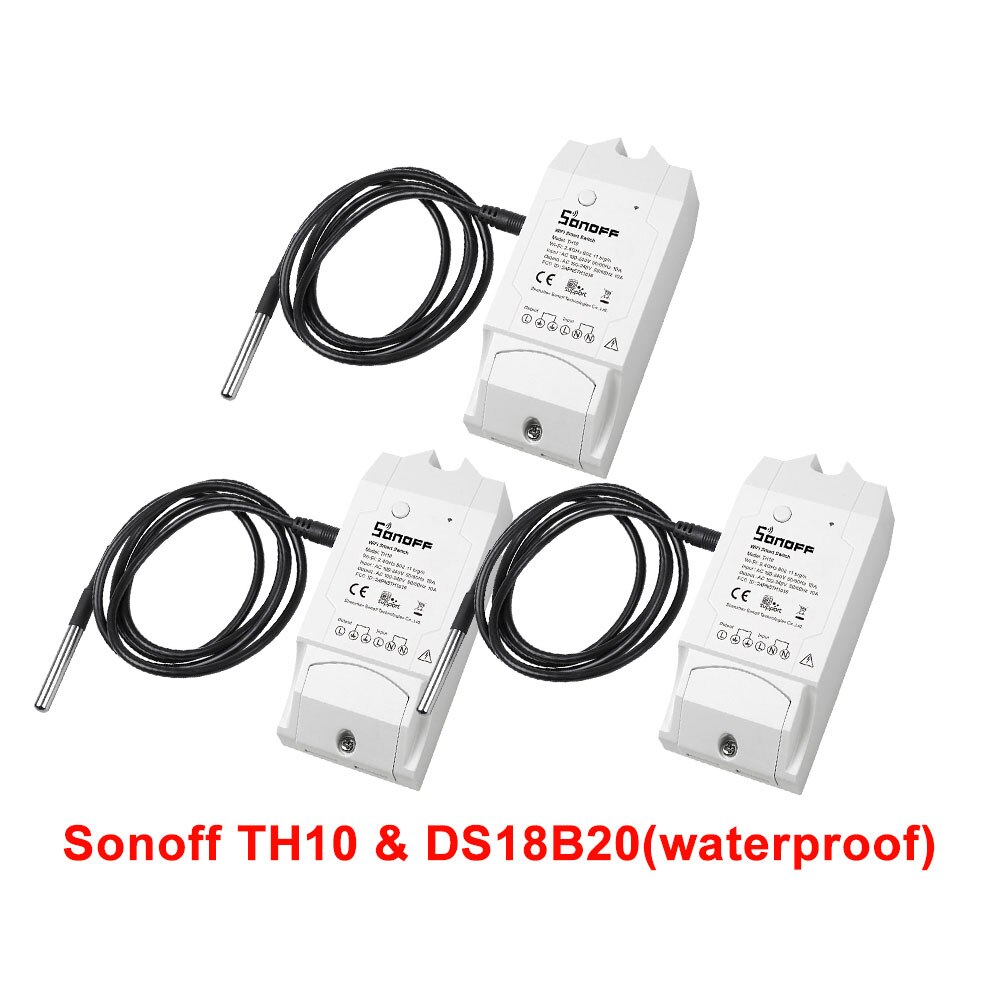 Sonoff-controlador inteligente Itead TH10 10A con Wifi, Control remoto de temperatura y humedad, Sensor de Monitor a través de eWeLink, funciona con Alexa IFTTT: 3PCS TH10 DS18B20