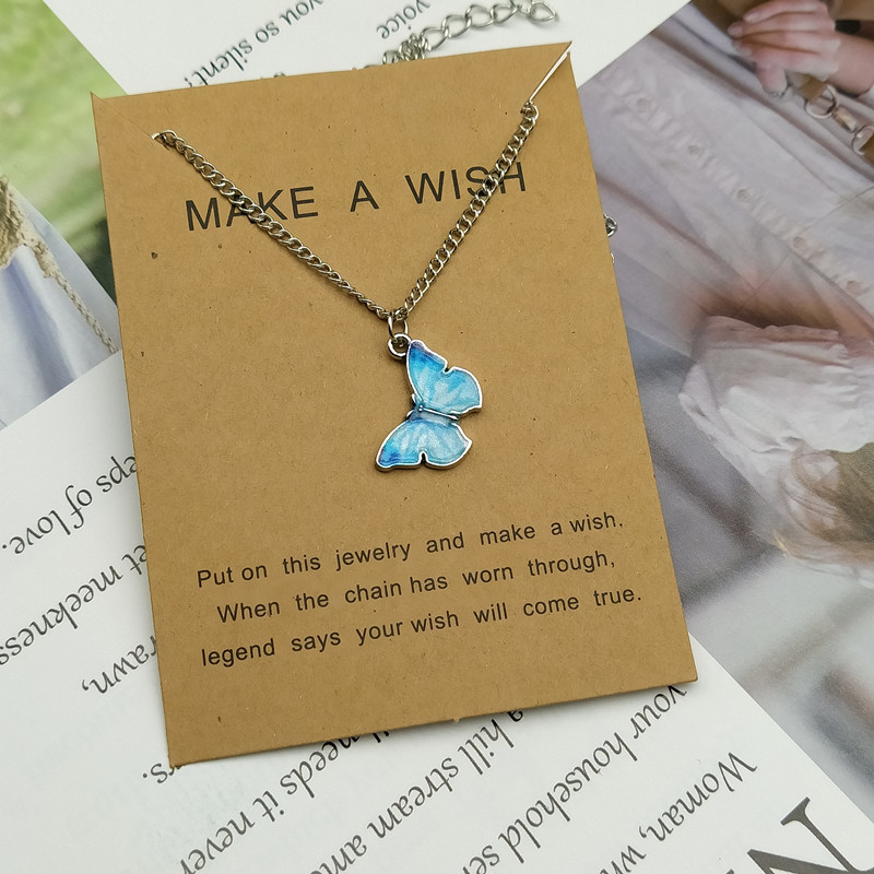 Women Necklace Blue Purple Color Pendant Popular Neck Jewelry For Friend Delicated Necklace