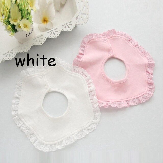 Baby slabbers boeren 100%  katoenen kant strik prinses voedingsslabbetje babymeisjes schattig slabbetje jongen meisje baby speeksel handdoeken: Wit 3