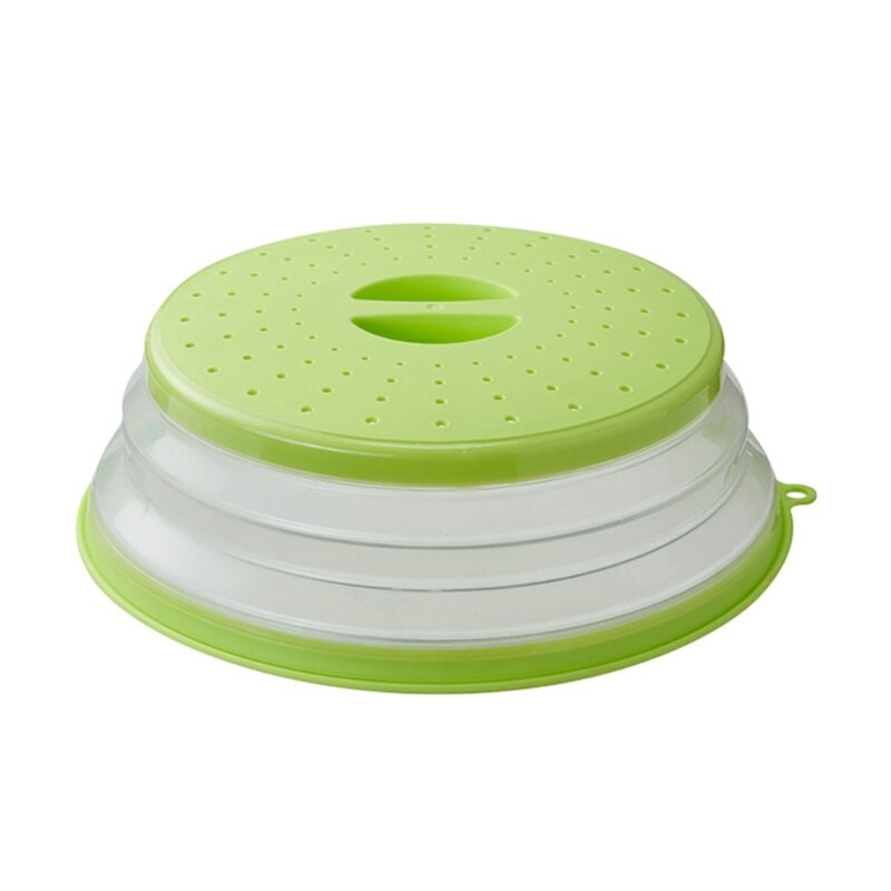 Vented Collapsible Microwave Lid Splatter Proof Food Plate Cover Easy Grip Handle Vapor Holes Dishwasher Safe BPA-Free: GN