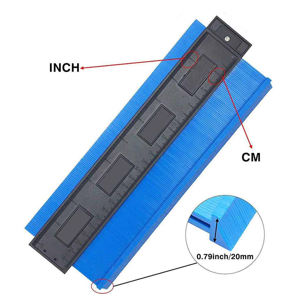 Medidor de contorno multifunción, baldosas laminadas, regla de medida de madera para dar forma a los bordes, medidor de contorno duplicador de plástico de 5/10 pulgadas