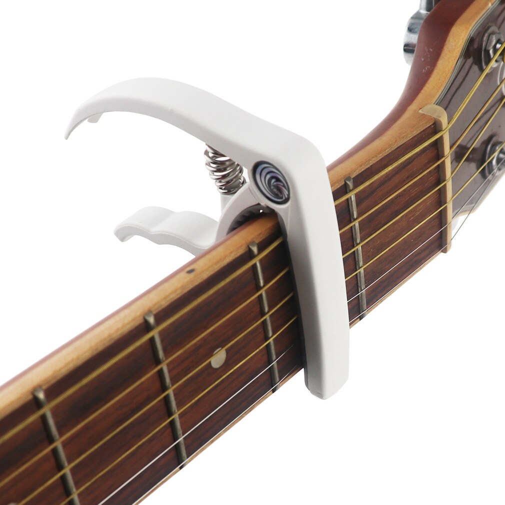 Universal capo gitar tilbehør hurtigskifte klemme nøkkel aluminiumslegering metall akustisk klassisk gitar capo for gitardeler: Hvit