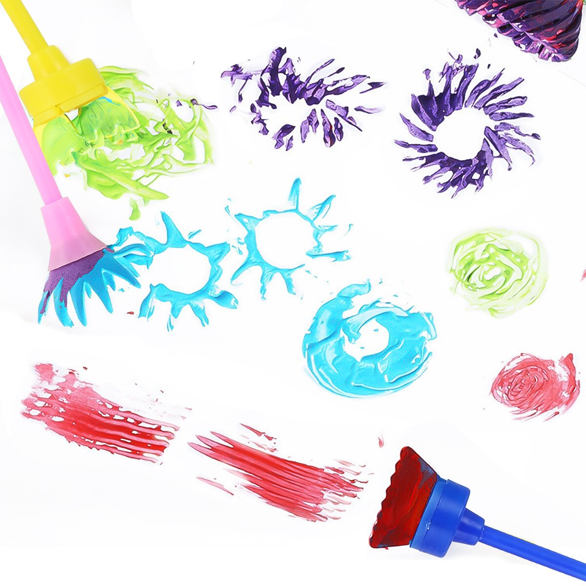 42pcs/Set Kids Sponge Roller Painting Brush Child Flower Painting Brushes Early Learning Drawing Set With Combination Pattern