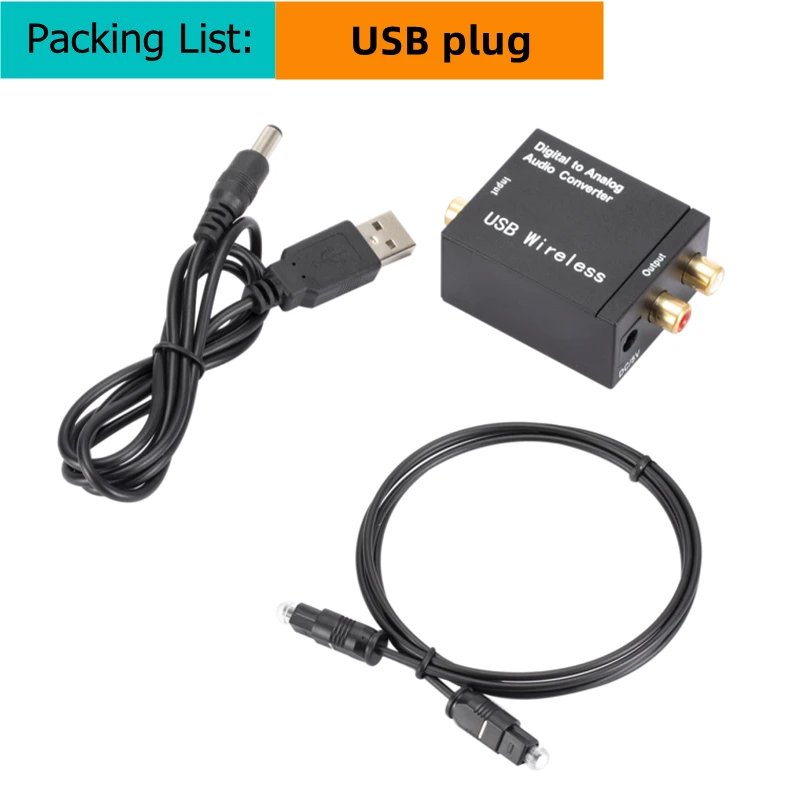 Convertidor de Audio Digital a analógico USB, señal Coaxial de fibra óptica a DAC analógico Spdif estéreo, Decodificador amplificador RCA Jack de 3,5 MM: BLANCO