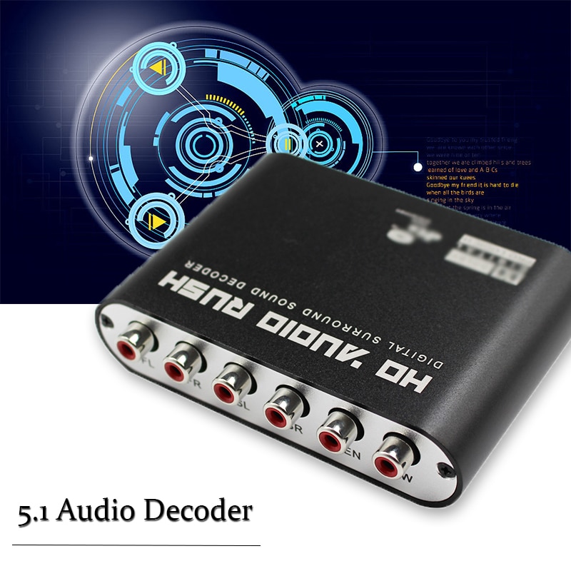 1 pièces 5.1 canaux AC3/DTS numérique Audio convertisseur vitesse Surround son Rush décodeur HD lecteurs pour PC DVD casque