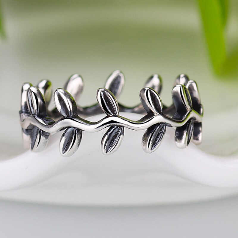 colección auténtica Laurel corona de Laurel hojas anillo de Chapado en plata boda anillos para mujer joyería