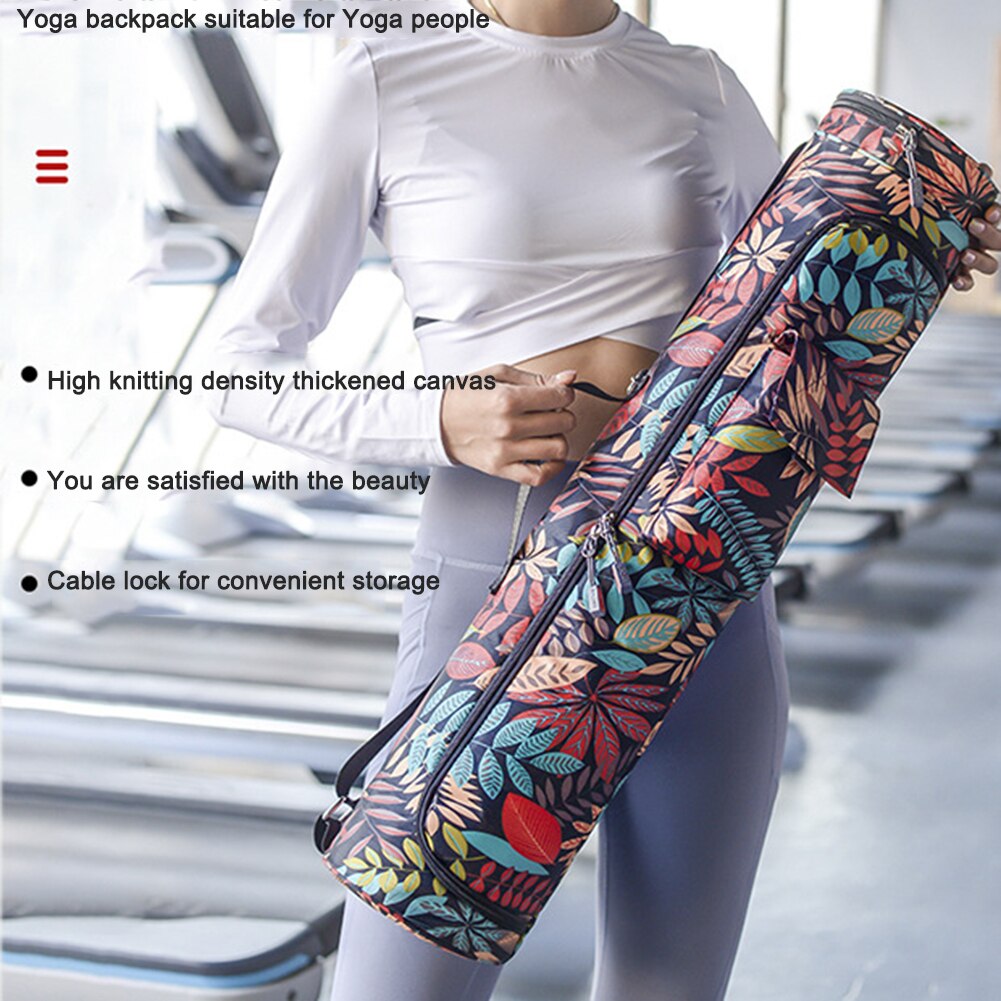 PrintYoga Mat Bag Zipper Waterproof Yoga Storage Bag Backpack Gym Pilates Sports Fitness Exercise Cushion Outdoor Carrying Backp