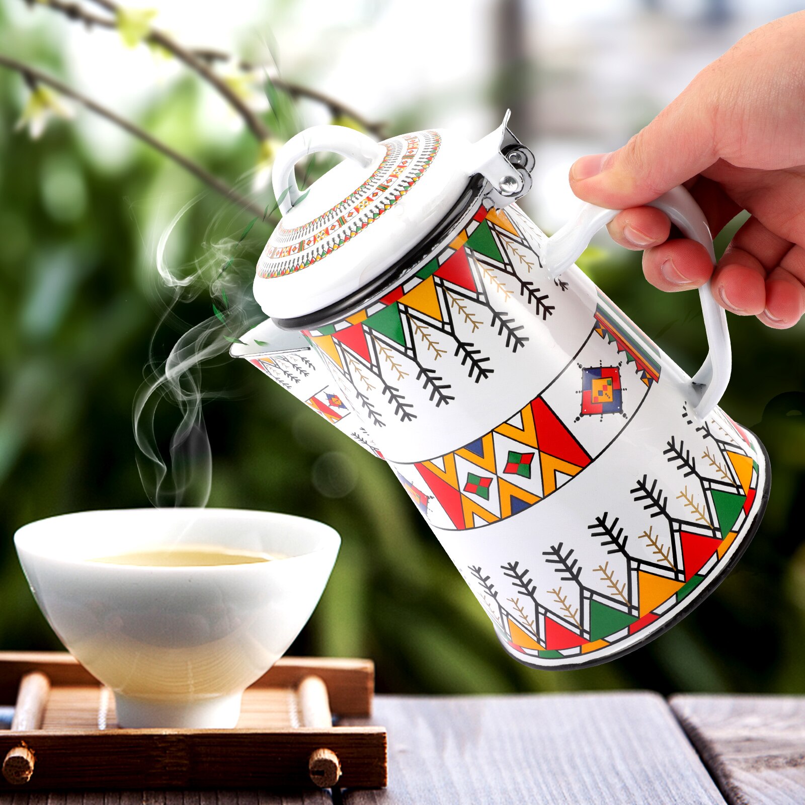 Vintage Emaille Koffiepot Camping Koffiepot Theepot Waterkoker Hand Pot