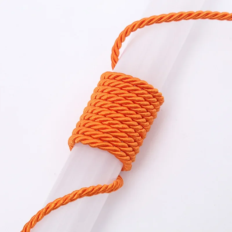 Corde en soie tressée à 3 plis de 5/10M, corde torsadée de 5mm, cordon torsadé en Polyester, garniture tressée, corde torsadée pour décoration artisanale de bricolage: 4mm / Nickel noir