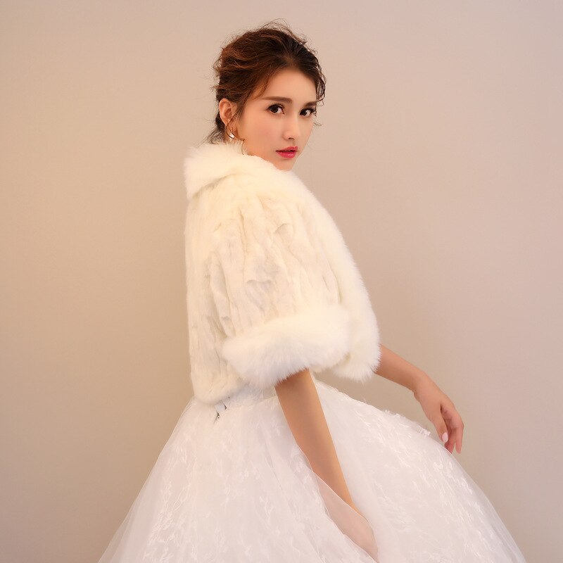 Veste de mariée Boleros fausse fourrure mariée mariage accessoires mariée hiver mariée Wrap châle Cape manteau court PJ93