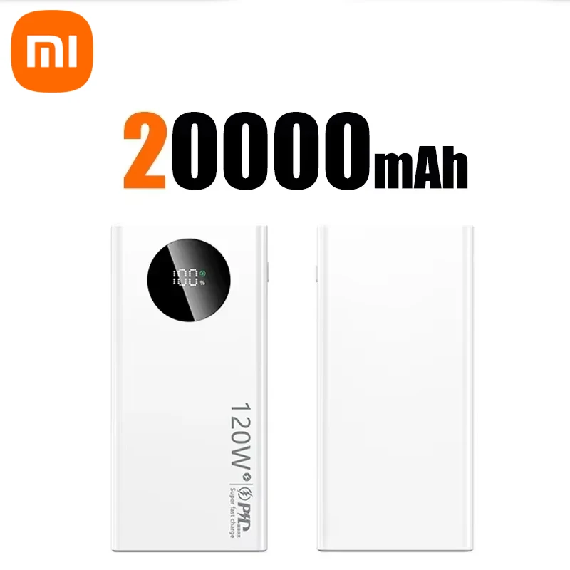 Xiaomi 50000 mah powerbank 120w snabbladdning 30000 mah dubbel usb högkapacitets bärbar digital display batteriladdare powerbank: Svart