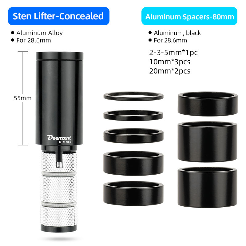 Bicycle Handlebar Stem Extender for Glossy Carbon Fiber Alloy Steel Fork MTB Road BMX Bicycle Fork Hidden Riser Adapter: Light Grey