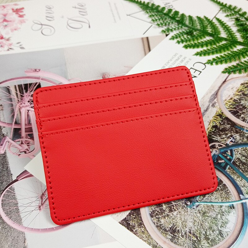 1 PC ultra-thin PU card holder mini simple credit card ID card holder men and women business card holder bag: red