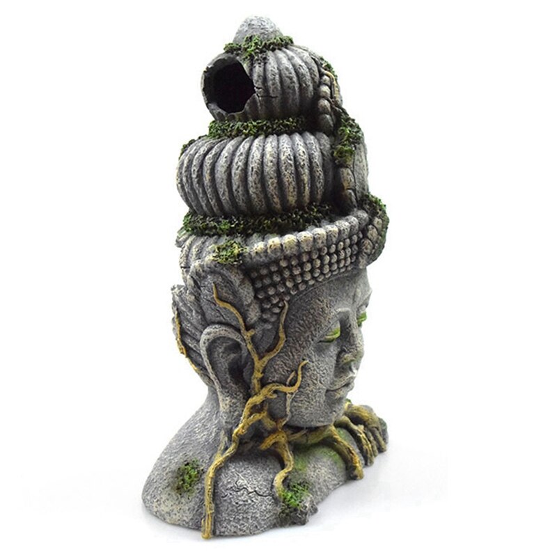 Resin Artificial Aquarium Decoration Chinese Buddha Ornament Reptile Hideout Cave Decoration Fish Tank Aquarium Decor