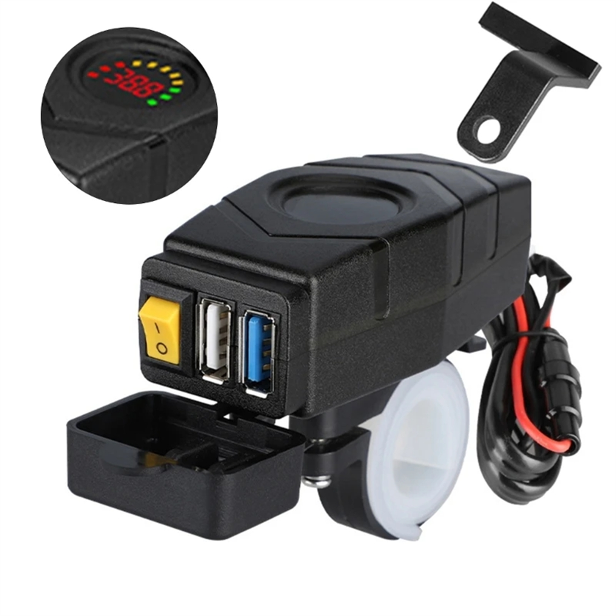 C1FB 20-80V E-bike stuur USB-oplader 24V 36V 48V 60V QC3.0 snelladeradapter (rood licht)