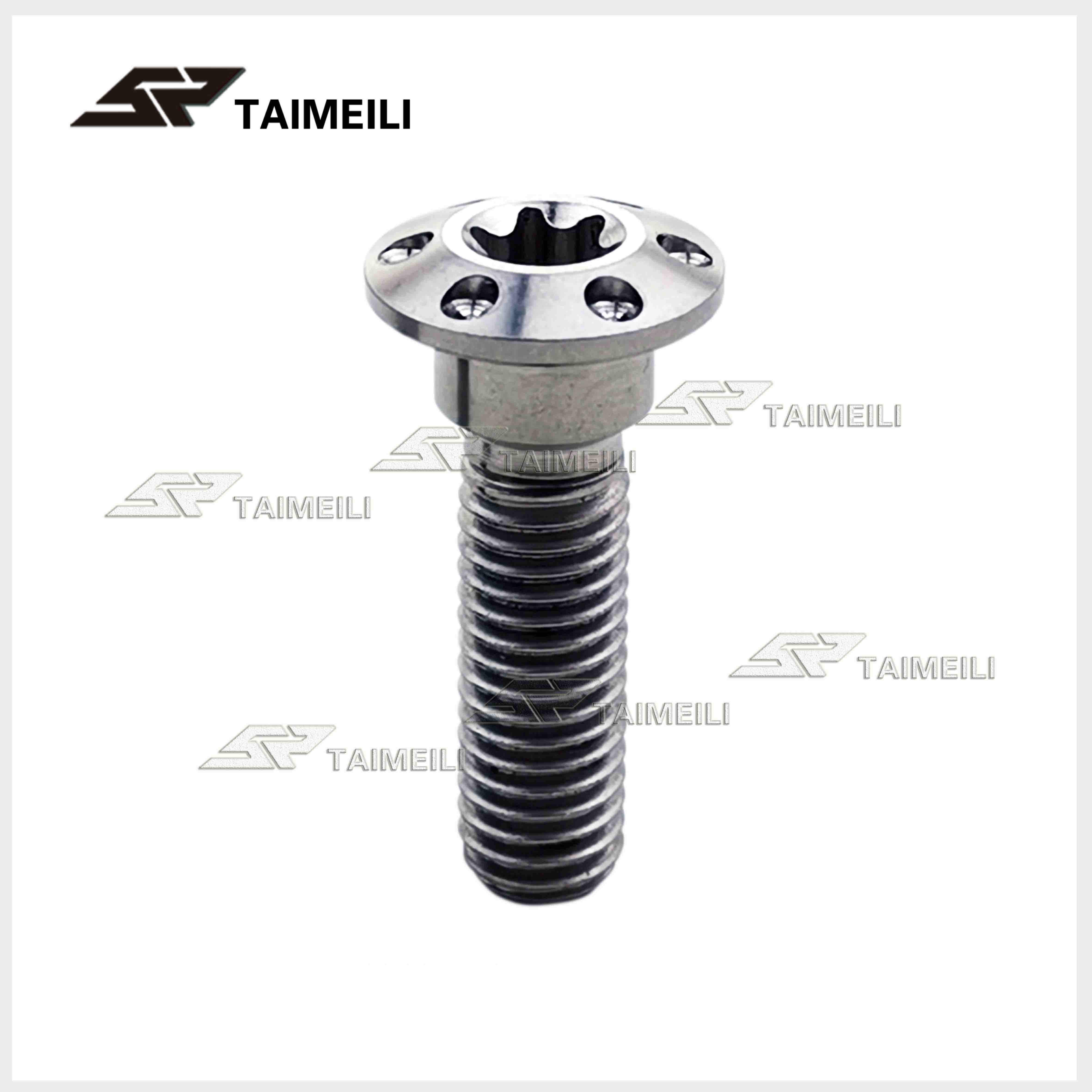 TAIMEILI Titanium Alloy Screw M8X20/25/30mm Motorcycle Brake Disc Screw Inner Plum Blossom Petal Head 1PCS: M8x25mm / Step-Shaped Silver