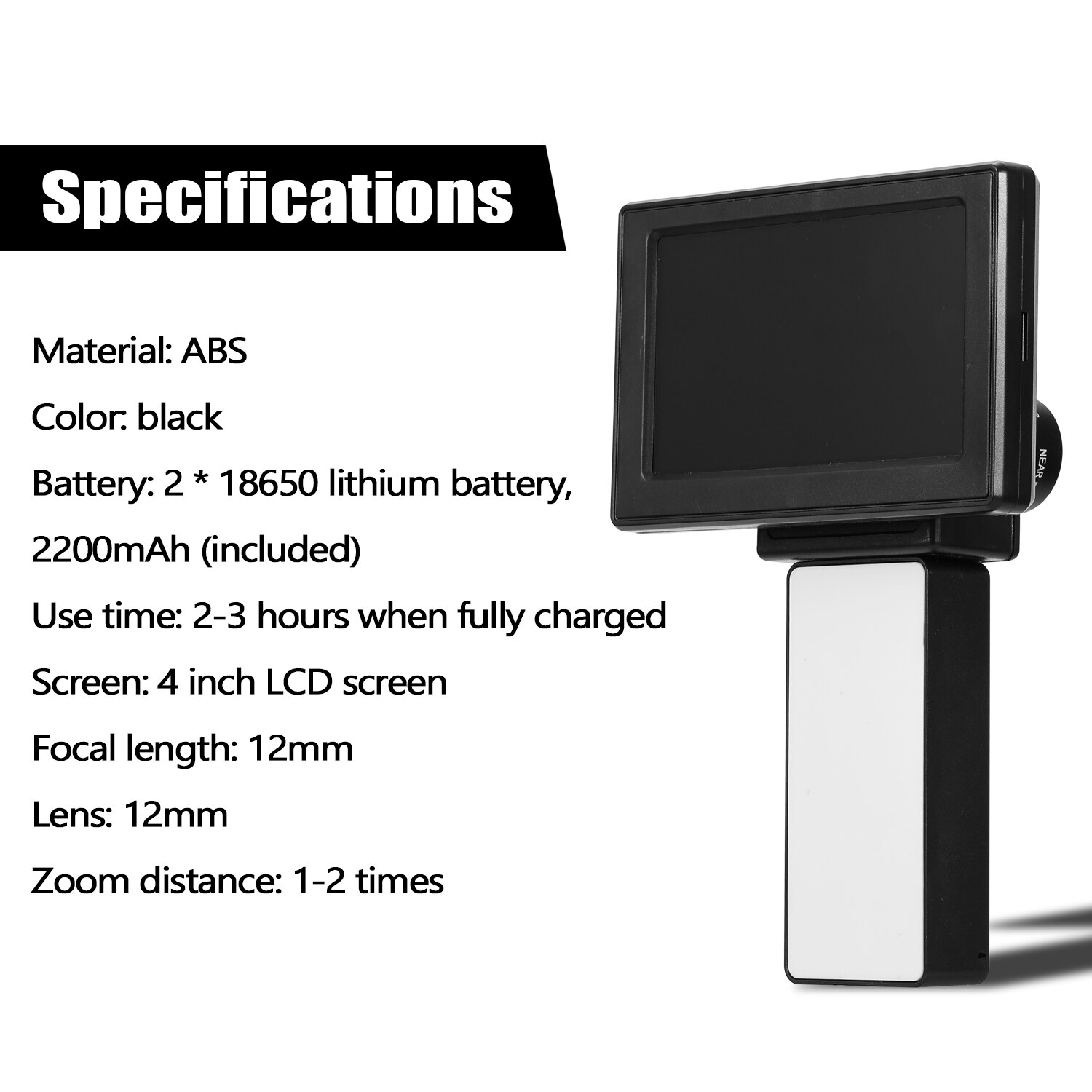 Handheld Infrared Night Vision Device Infrared Illuminated Night Vision Screen with 12mm Lens and 2pcs Infrared Fill Lights