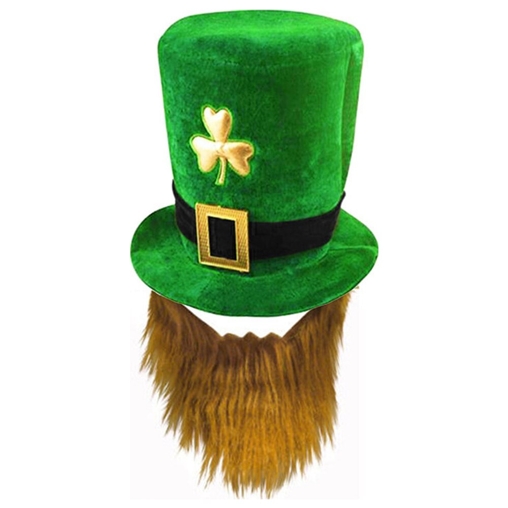 Irlandais St paastuces jour chapeau vert Saint Patrick défilés porte-bonheur accessoires pour fête drôle chapeau avec barbe accessoires de carnaval de noël