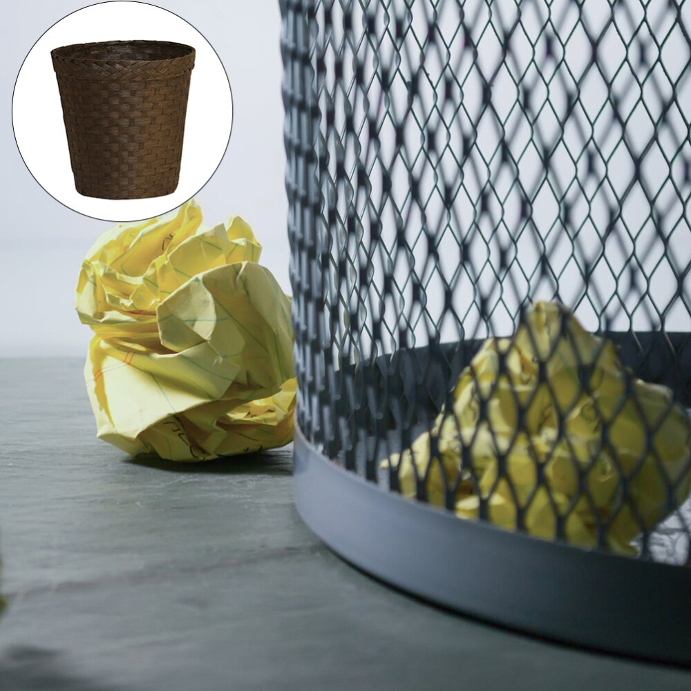 1 Cubo de almacenamiento tejido de paja, cesta de Cubo de basura tejida para libros y periódicos, práctico cesto de almacenamiento, cesto de papel para el hogar