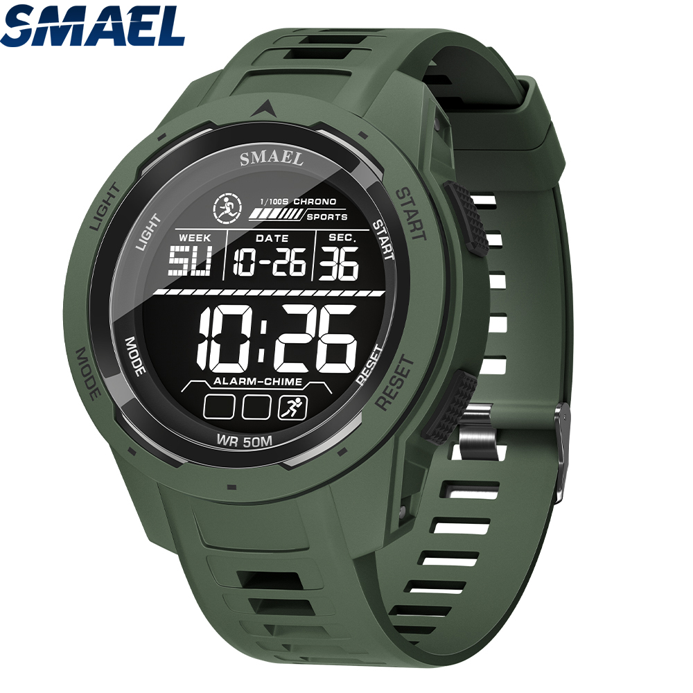 Smael Digitaluhren Sport LED Armbanduhren Herren 50m wasserdichte Uhr Digital hell Stoppuhr Uhr für Herren